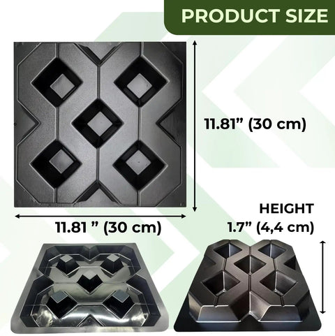 Concrete Grass Paver Molds ABS 2mm Patio Bricks For DIY Garden Pathways And Walkways Reusable Breeze Block Paving Stones Making Kit Easy To Use For Patios And Driveways, showing multiple angles and dimensions.