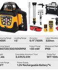 Heavy Duty Self Leveling Rotary Laser With 2000 Ft Range And Built Like A Tank IP66 Waterproof Rating with tripod and accessories.