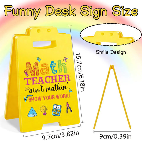 Math Teacher Desk Decor Show Your Work Ain't Mathin' Sign Gift, yellow desk sign, 15.7x9.7cm, plastic, classroom decor
