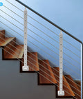 Tough As Nails 42 Inch Stair Handrail Post Made From Real 304 Stainless Steel With Pre Drilled Base For Quick Floor Mounted Railing On Outdoor Walkway Steps
