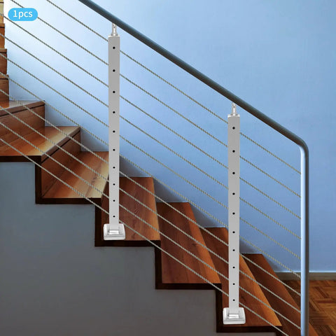 Tough As Nails 42 Inch Stair Handrail Post Made From Real 304 Stainless Steel With Pre Drilled Base For Quick Floor Mounted Railing On Outdoor Walkway Steps