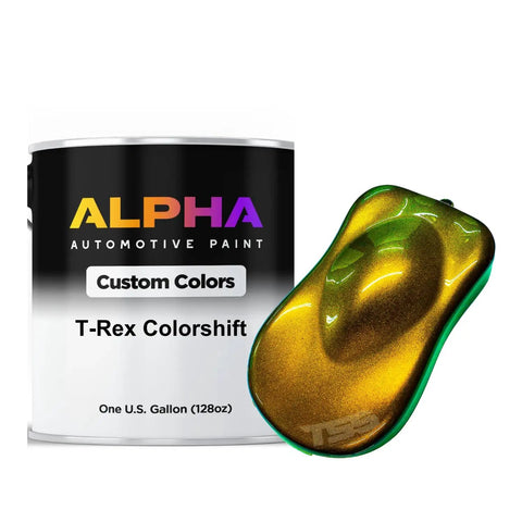 High Definition Automotive Colorshift Paint Basecoat And Midcoat Gallon Kit Ready To Spray In Minutes with T-Rex color sample.