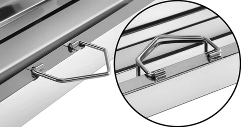 Close-up of Beefy Pro Grade Hood Filter for Commercial Kitchens showcasing 430 stainless steel welded construction handle detail