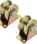 Heavy Duty 3 Inch V Groove Caster Wheels With Double Bearings For Industrial Machines Sliding Gates And Wire Rope Rails 2 Pack