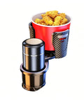 Universal Car Cup Holder Expander With Rotating Tray Instantly Creates A Dual Drink Station For Large Travel Flasks And Drive Thru Cups with red container.