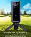 Golf Launch Monitor Pro X1 Plus For Home And Training, real time swing analysis device on tripod, outdoor use