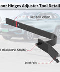 Door Hinge Alignment Tool For Cars And Light Trucks Upgraded Door Adjuster shown with soft grip design and steel fork