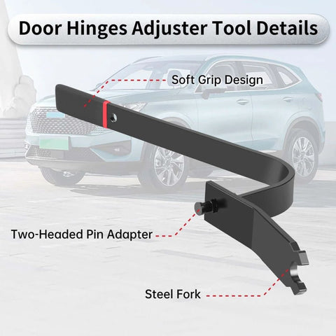 Door Hinge Alignment Tool For Cars And Light Trucks Upgraded Door Adjuster shown with soft grip design and steel fork