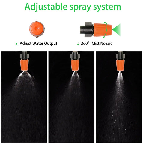 Drip Irrigation Fittings Kit With Barbed Connectors For Quarter Inch Tubing 190 Pieces showing adjustable spray system setup