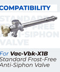 Vacuum Breaker Kit For Anti Siphon Frost Free Sillcock Valves Replacement Assembly Outdoor Faucet Repair Parts Easy Install Vacuum Breaker For VACVBKX1B Compatible Sillcock Durable Kit For Leak Free Performance image of compatible frost-free valve with metal body