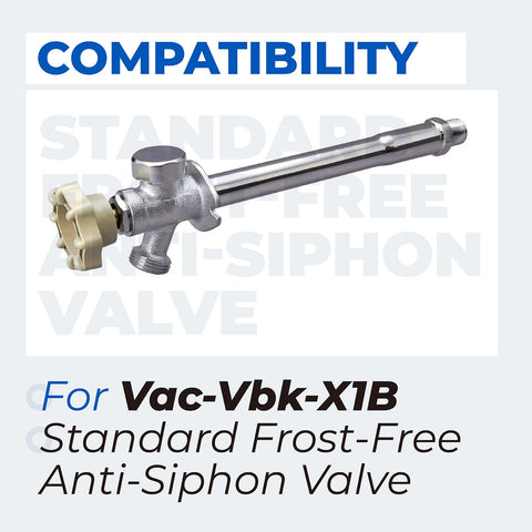 Vacuum Breaker Kit For Anti Siphon Frost Free Sillcock Valves Replacement Assembly Outdoor Faucet Repair Parts Easy Install Vacuum Breaker For VACVBKX1B Compatible Sillcock Durable Kit For Leak Free Performance image of compatible frost-free valve with metal body