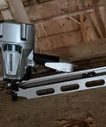 Top Shelf Pneumatic Framing Nailer With Smooth Operator Depth Tweaks And Heavy Duty Aluminum Magazine for snag free shooting of 21 degree collated nails.