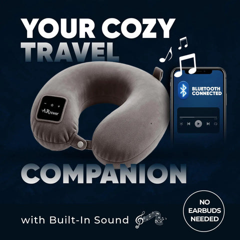 Bluetooth U Shaped Neck Pillow With Built In Speaker And Memory Foam For Airplane Bus Train Car Office And Outdoor Camping Dark Gray The Must Have Travel Essential