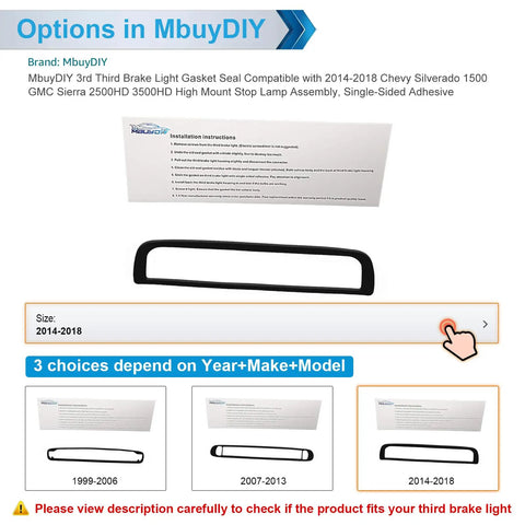 Third Brake Light Gasket Seal For 2014 To 2018 Chevy Silverado 1500 And 2015 To 2019 GMC Sierra 1500 2500HD 3500HD black EVA foam seal