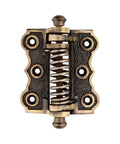Solid Brass Screen Door Spring Hinge With Self Closing Mechanism For Built Tough Heavy Duty Decorative Hardware Antique Brass Finish Vintage Style Spring Loaded Door Hinge 4 By 3 Inch front view