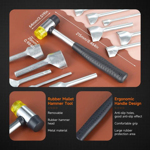 15 Piece Leather Corner Punch Set With Half Round And End Punches 10 To 40mm Pro Grade Alloy Steel Leather Craft Kit