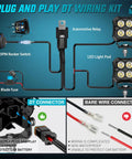 LED Pod Light Kit Two Pack 2.8 Inch 20W Square Offroad Lights With 4 LED Hyper Spot Beams wiring harness diagram