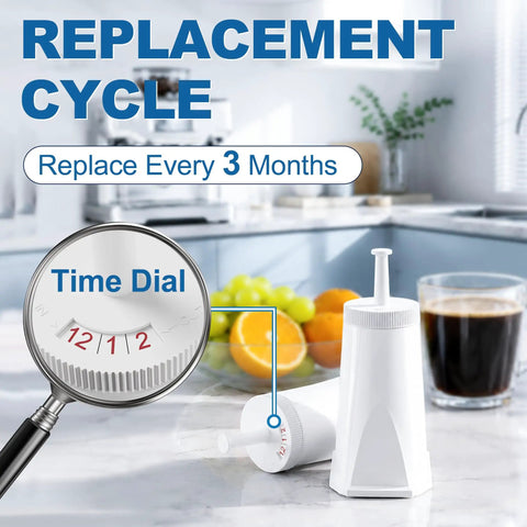 Six Pack Replacement Water Filters For Espresso Machines Compatible With Barista Touch And Barista Pro Models with time dial indicator.