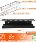 Dimensions diagram of Magnetic Screwdriver Holder Rack And Heavy Duty Tool Organizer for mounting in garage, workbench or pegboard.