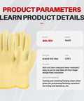 Aramid Cut Resistant Gloves With Heat Protection Up To 550F, thick knit, yellow, for grilling, oven handling, barbecue.
