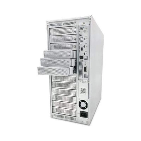 Thunderbolt Three 12 Bay Sharable Raid Storage Enclosure Diskless Model with multiple drive bays and connectivity ports.