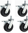 Heavy Duty Swivel Casters With Brake, M20 Threaded Stem Polyurethane Wheels for industrial use, featuring sturdy metal design.