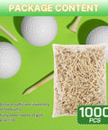 1000 Count Bamboo Golf Tees Two And Three Quarters Inch Long Beefy 7X Stronger Than Wood, pack on green surface with golf balls