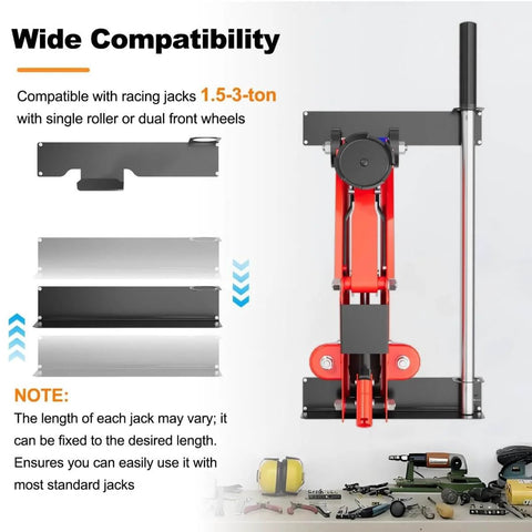 Wall Mounted Floor Jack Stand Storage For Racing Jacks 1.5 To 3 Tons, Universal Wall Rack Brackets with racing jack compatibility