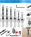7Pcs Countersink Drill Bit Set showing HSS bits in various sizes, designed for accurate drilling and wood projects.
