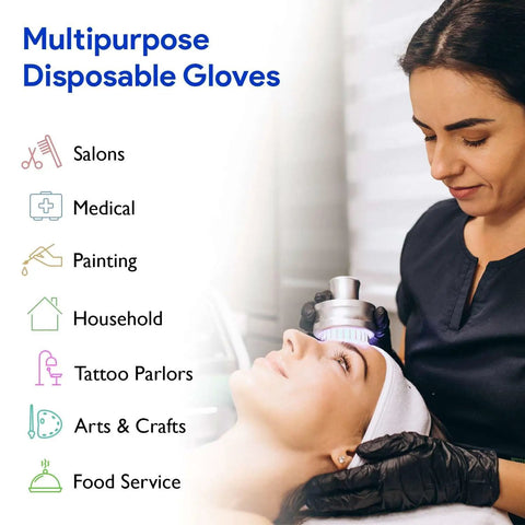 Black Nitrile Disposable Gloves 4 Mil Thick 200 Pack Latex Free For Medical Surgical Cleaning Food Prep Tattoo Pro Grade Grip And Tear Resistant Ideal For Medical Exams Tattoo Shops Kitchens And Labs With Ambidextrous Fit And High Chemical Resistance used in a salon setting