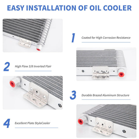 Heavy Duty 40K Transmission Oil Cooler Kit With Low Pressure Drop Includes Mounting Hardware Fits Big Rigs And Trailers closeup