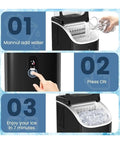 Hassle Free Countertop Ice Maker With 30 Lbs Daily Yield And Automatic Self Cleaning Plus 24 Hour Smart Timer For Crisp Cubes instructions on how to use.