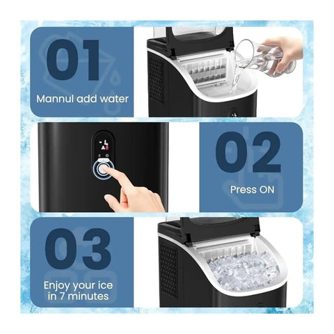 Hassle Free Countertop Ice Maker With 30 Lbs Daily Yield And Automatic Self Cleaning Plus 24 Hour Smart Timer For Crisp Cubes instructions on how to use.