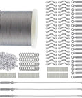 One Eighth Inch Stainless Steel Wire Rope Kit 400 Feet Of Aircraft Cable With M5 Turnbuckles 7x7 Strands Includes Thimbles And Ferrules