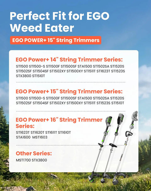 Twisted Trimmer Line 18 Pack 0.095 Inch Replacement Line For 15 Inch String Trimmers list of compatible EGO models