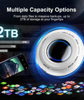 1TB Magnetic Portable SSD With PD 100W Fast Charging And Blazing 2050MB/s USB-C 3.2 Gen 2x2 with smartphone and app icons