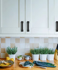 Kitchen scene with white cabinets featuring 10 Pack 3 Inch Matte Black Kitchen Cabinet Pulls Durable Metal Cabinet Hardware For Cupboards And Drawers