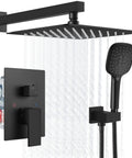 Dope Matte Black 10 Inch Square Rain Shower System with ABS Handheld Spray wall mount faucet, valve included, brass build