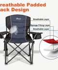 Oversized Camping Chair Set 2 Pack Heavy Duty Folding Chairs Support Up To 500 Lbs with breathable padded back