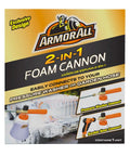 Armor All 2-In-1 Foam Cannon Kit packaging showing foam cannon with pressure washer and garden hose connectors.