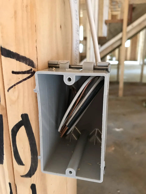 Simpull Solid Indoor 14/2 W/G NM-B Cable 15 Foot Coil installed in a residential junction box