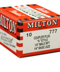 Box of 25 Pack 1 Quarter Inch Male NPT A Style Air Hose Fittings Plugs, Heavy Duty Hardened Steel, Rust Resistant.