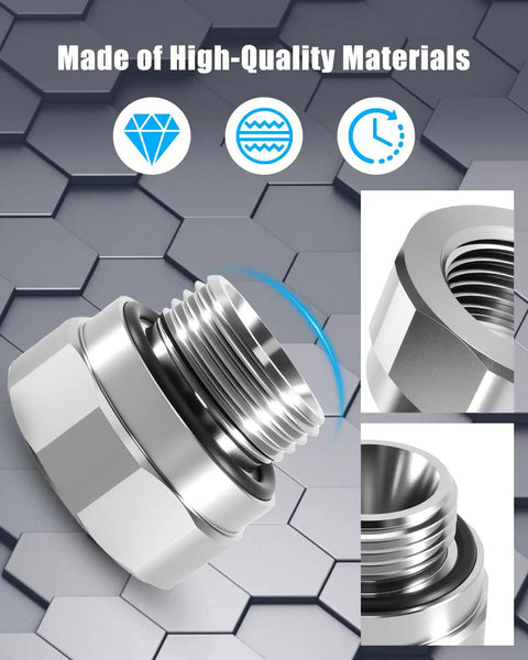 Close-up view of Heavy Duty Steel Oil Drain Valve Adapter With 27mm X 2.0 Thread for secure oil drainage in cars and trucks.