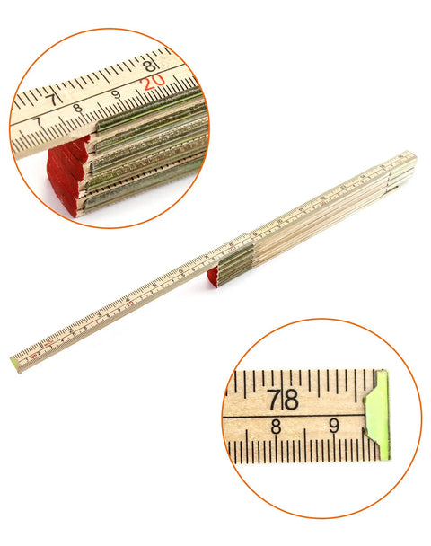 Two Pack Folding Wood Rule 6 Ft 6 In Ruler With US And Metric Measurements For Carpenters One Hand Operation No Ladder Needed