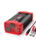 Rock Solid 300W Car Power Inverter Dc 12V To 110V Ac Vehicle Adapter Converter with USB ports and battery clips.