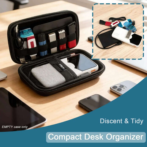 Solid Hard Travel Organizer For Your Slick Tech Stash Waterproof Carry Pouch Grabs Power Banks And Cables Tight Fit on desk