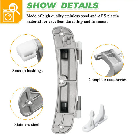 Washer Door Hinge With Bushings and Door Striker Kit Replacement Fits Frigidaire Electrolux Kenmore Crosley Front Load Washers Replaces 1191162 AP3886714 PS1152380, stainless steel hinge
