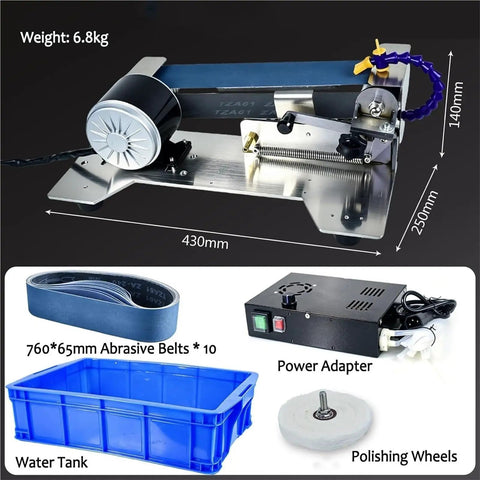 Straight Up Heavy Duty Wet Bench Grinder Featuring Electric Circulating Water Coolant System And Dead On Belt Alignment with accessories.