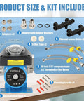 Next Level Hot Water Recirculating Pump Kit With Digital Programmable Controller For Home Heaters components and size details.