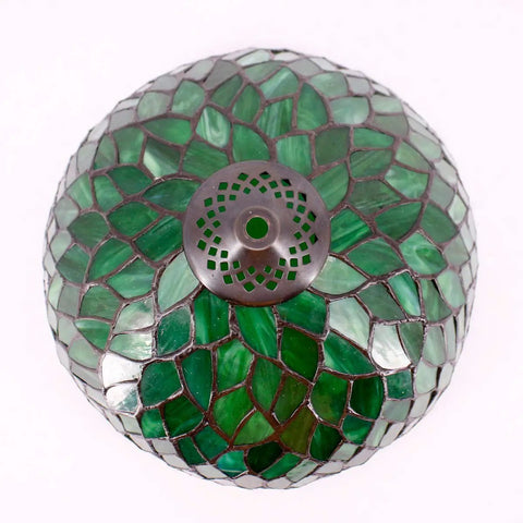 Top view of Tiffany Style Green Wisteria Stained Glass Lampshade Replacement 12x6 Inch Cap Included Upgrade Your Table Lamp Pendant Light Or Ceiling Fixture Lampshade Only S523 Series.